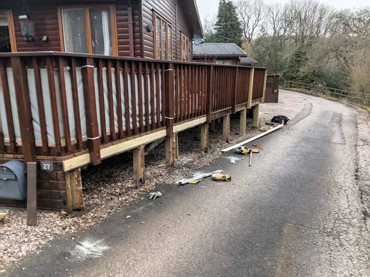 Decking & railing repair in progress, Yorkshire