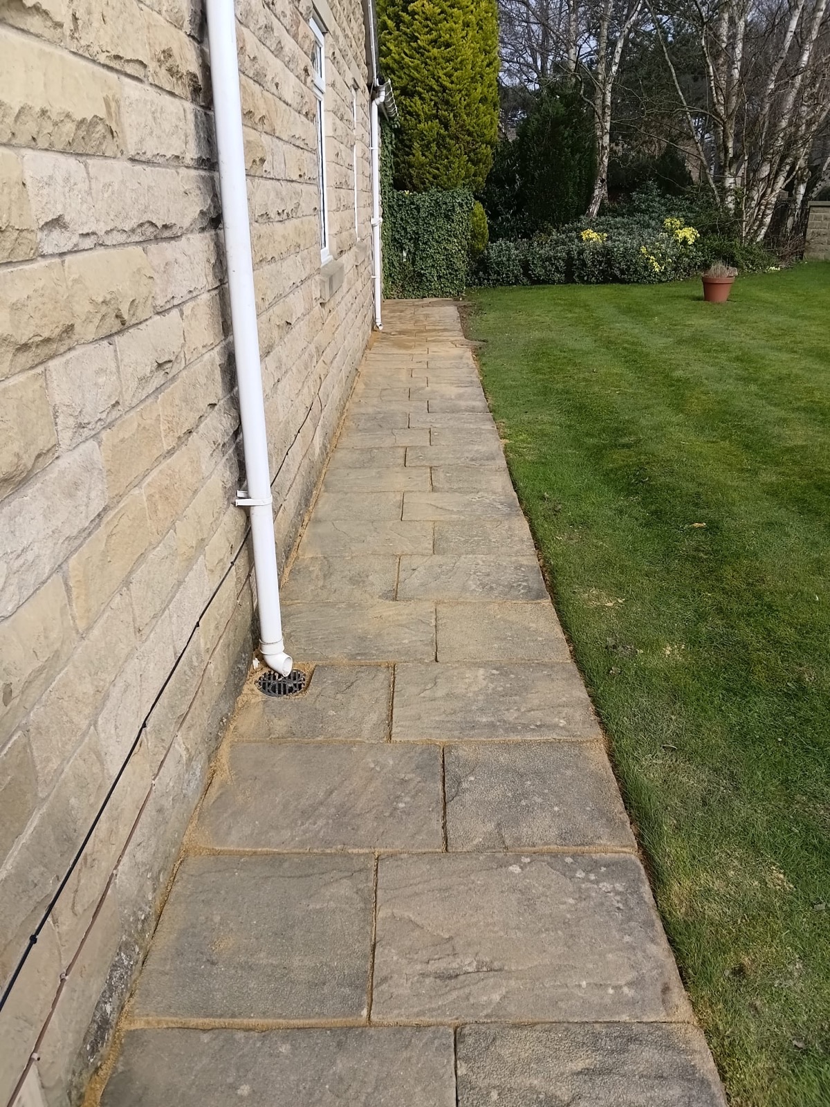Patio path after repair, Yorkshire