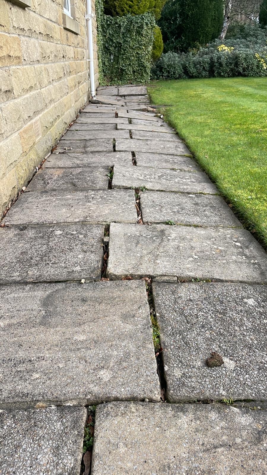 Patio path before repair, Yorkshire